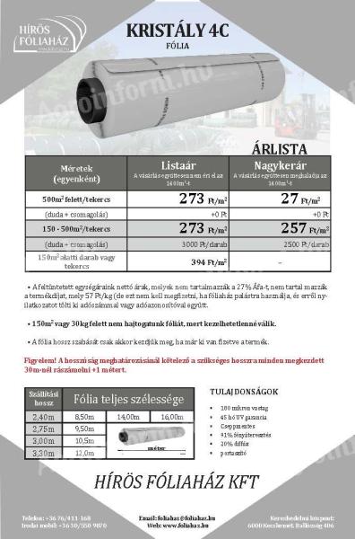 Predám francúzsku agro fóliu, stanová fólia, nekvapkajúca, termo 180 mikrónov, UV záruka 45 mesiacov