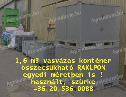BOX Műanyag konténer / összecsukható-vasvázas 30 855-2444, 1,6 m3 dinamikus terhelhetőség: 1250 kg