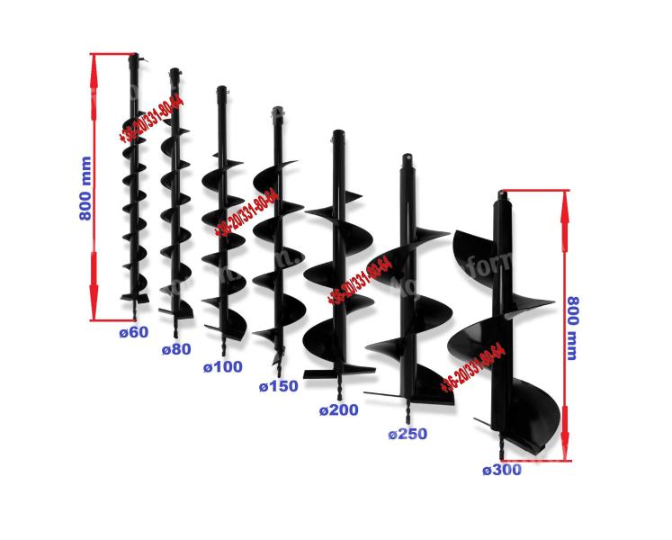 Soil drills, earth drills, augers * SPECIAL OFFER * Drill bits 60, 80, 100, 120, 150, 200, 250, 300