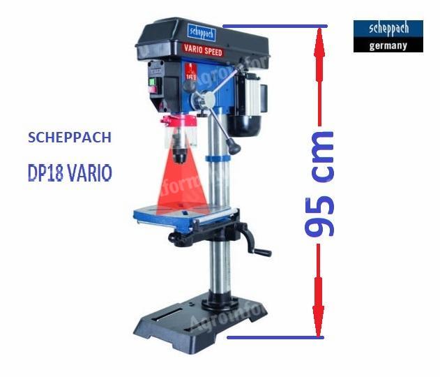 Stacionární vrtačka, sloupová vrtačka, laserová, 95 cm, 440-2600 ot/min, SCHEPPACH DP18 / DP19 VARIO