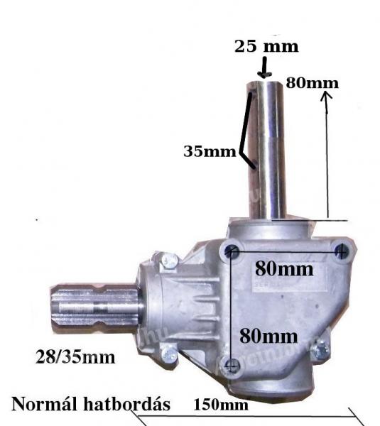 Hajtómű 1:1 műtrágya szóróhoz,  fűnyíróhoz,  adapterhez