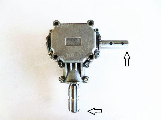 Angle drive (15 Le, gear ratio 1:1) for lawn mower, fertilizer spreader