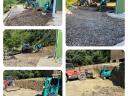 Mechanical earthmoving with mini-truck, bobcats, goods transport