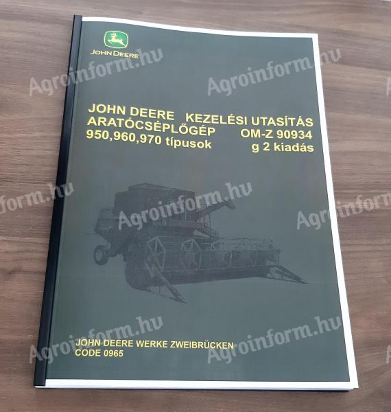 Mähdrescher-Bedienungsanleitung für John Deere 950, 960, 970