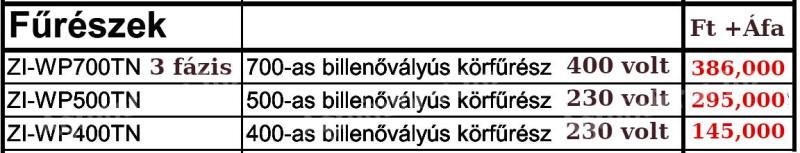 Körfűrész billenőasztalos 400-500-700 mm 230 volt 400 volt