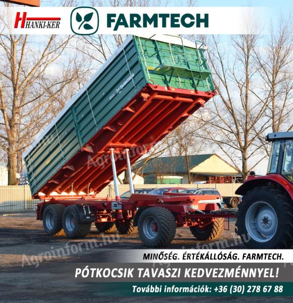 FARMTECH 3 tengelyes billenőplatós pótkocsik KÉSZLET KEDVEZMÉNNYEL