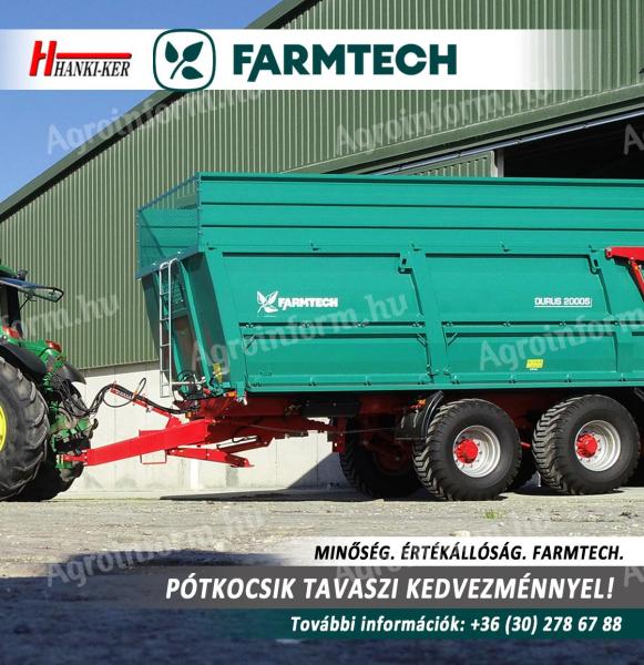 FARMTECH 1-2-3 tengelyes tandem pótkocsik KÉSZLET KEDVEZMÉNNYEL