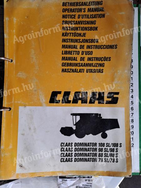 Claas dominatot 108 sl kezelési könyv