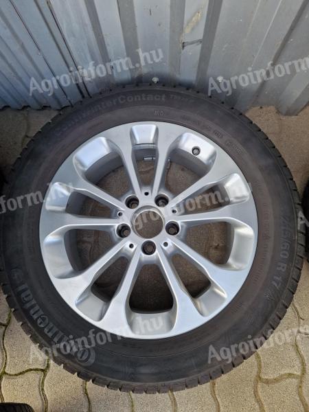 5x112 6, 5X17 ET38 MERCEDES Gyári Alu+ 215/60R17 CONTINENTAL TS830P Újszerű Télikkel 7 mm