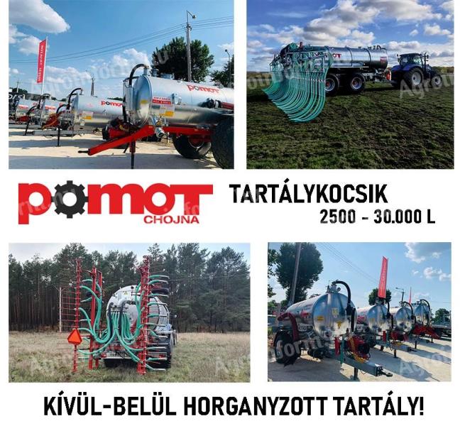 POMOT TARTÁLYKOCSIK- SZIPPANTÓKOCSIK 2.500 - 30.000L - TÖBB MÉRETBEN - RAKTÁRKÉSZLETRŐL