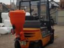 Electric salt spreader, sand spreader, winter, municipal, industrial, forklift, snow plough, small tractor