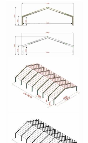 Covered riding arena storage hall frame structure 1950 m² - 25 m x 78 m