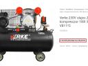 Kompresszor 100L / 2.2Kw,  Kéthengeres * Verke V81115 * Olajkenésű V henger 250L/perc