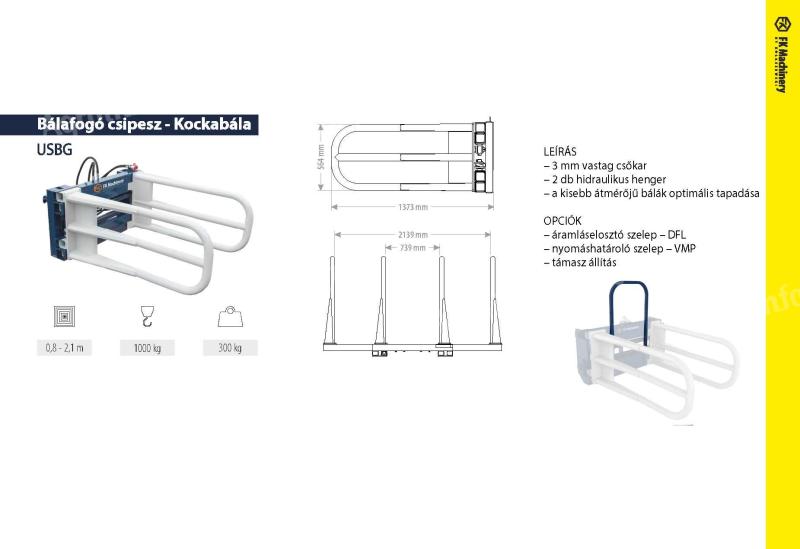 Bálafogó csipesz - FK Machinery - Kockabála