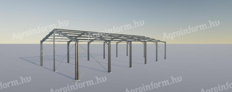 12 x 25 x 4 Meter große verzinkte Hallenrahmenkonstruktion