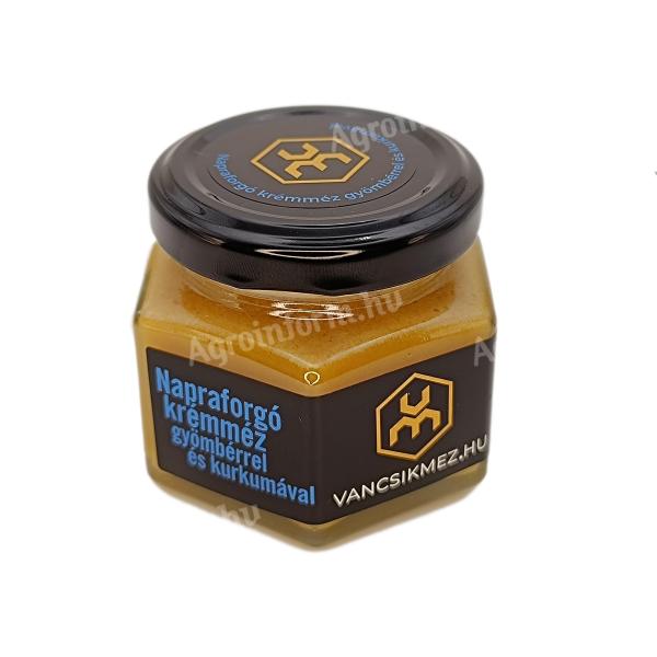 Hungarian sunflower cream honey with ginger and turmeric (125 g)