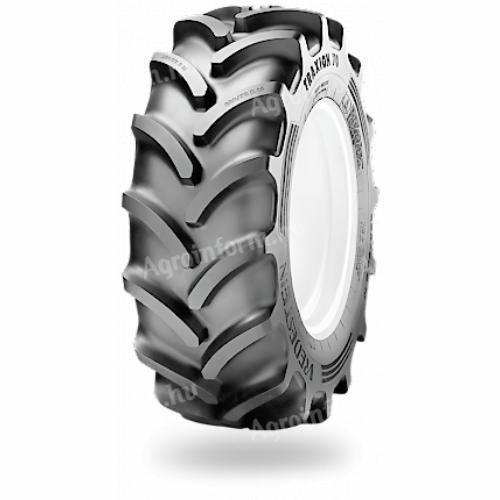 Product labels: 360/70R20 Vredestein 129D TL Traxion 70 tractor, combine, mg. rubber