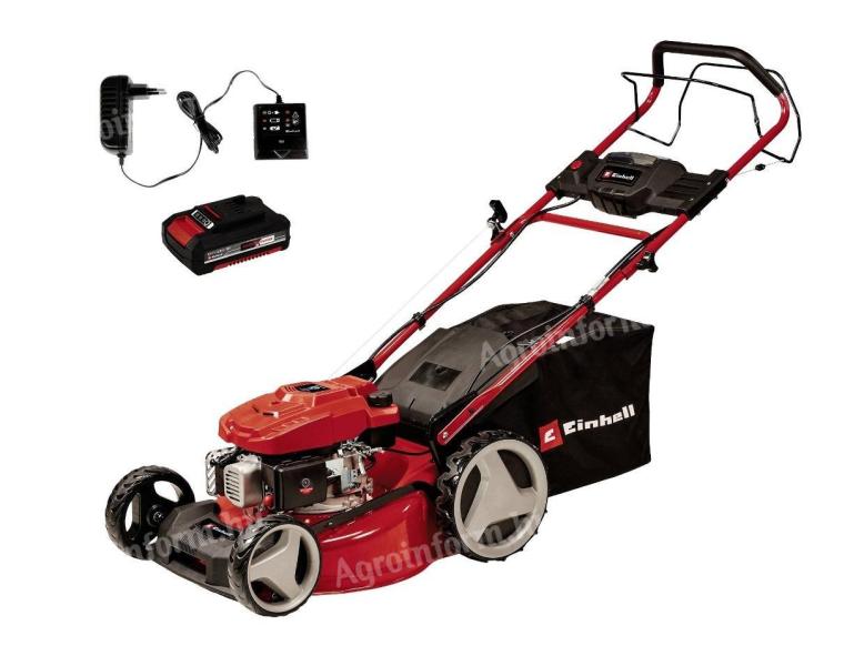 Self-starting self-propelled lawn mower 146 cc, cutting width 46 cm, with 2 Ah Li-ion battery and charger, Einhell GC-PM 46 SM HW-E Li