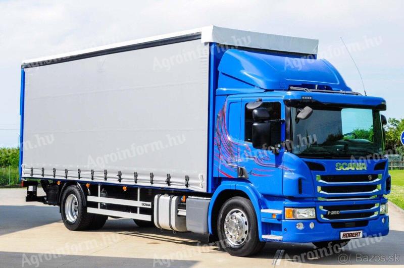 SCANIA P250 - Plošinový nákladní automobil s plachtou EU6