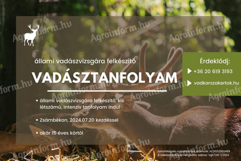 Állami vadászvizsgára felkészítő intenzív tanfolyam indul Zsámbékon