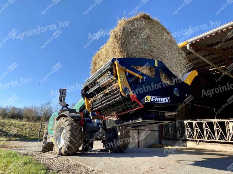 Fixed bale extractor and spreader / STATION-TINE-DOOR