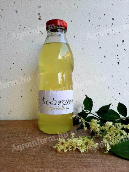 Lemon homemade elderberry syrup for sale, made with sugar, 800 Ft/bottle - half litre