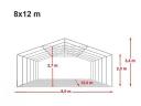 Cort profesional pentru evenimente 8x12 m, PVC 800 alb, cu structură armată, cu podea