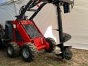 Special mini front-end loader with adaptor, auger, Rota, opening bucket, chain trencher, etc.