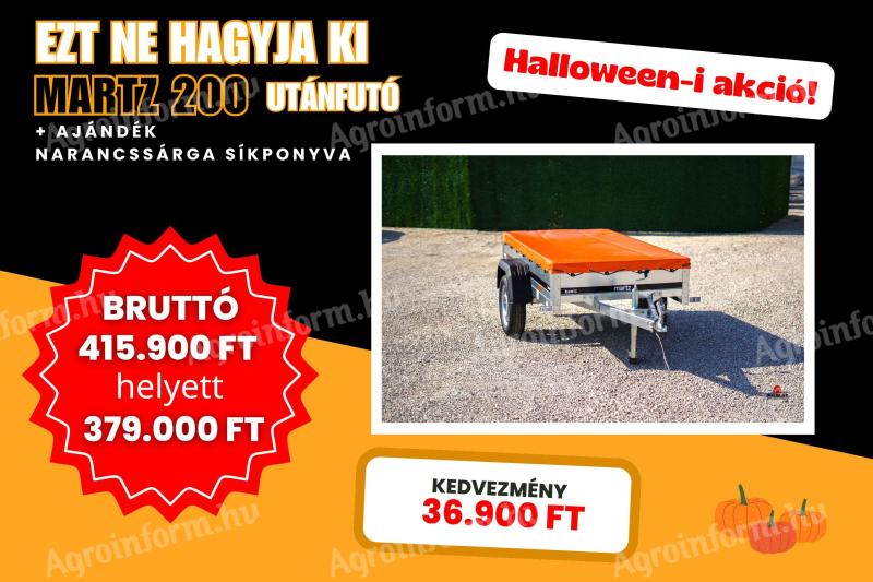 Halloween special offer - new MARTZ trailer license plate + tarpaulin gross 379 000 Ft