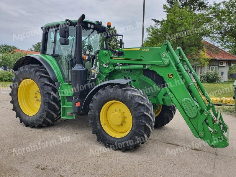 John Deere 6155M TLS + suspended cab + automatic steering preparation + JD 643 front loader