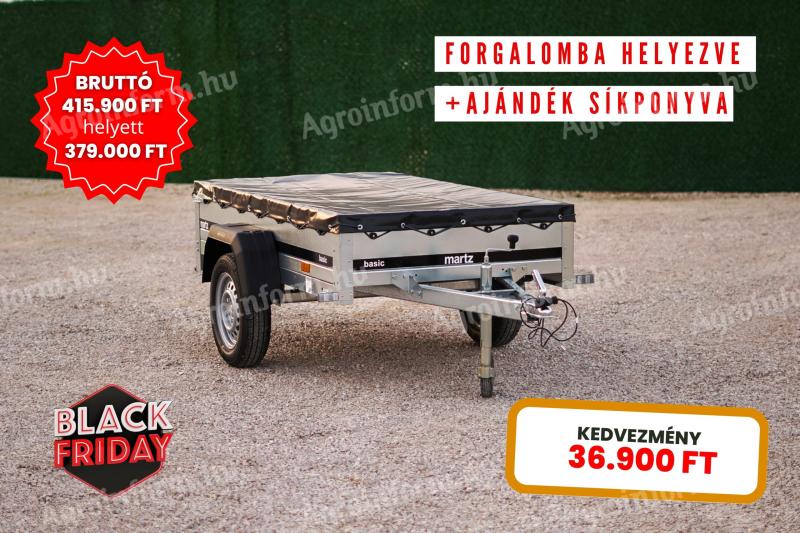 BLACK FRIDAY Remorcă platformă Martz 200 cu plăcuță de înmatriculare în loc de 415.900 Ft 379.000 Ft