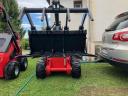 Mini încărcător quad și adaptoare: furcă de stivuitor, burghiu, tranșator, rotativ, betonieră, găleată