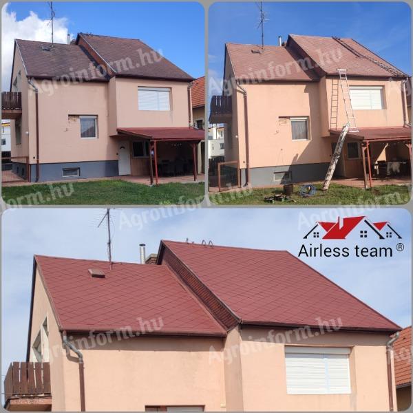 Roof, paving and facade cleaning, elastic roof painting