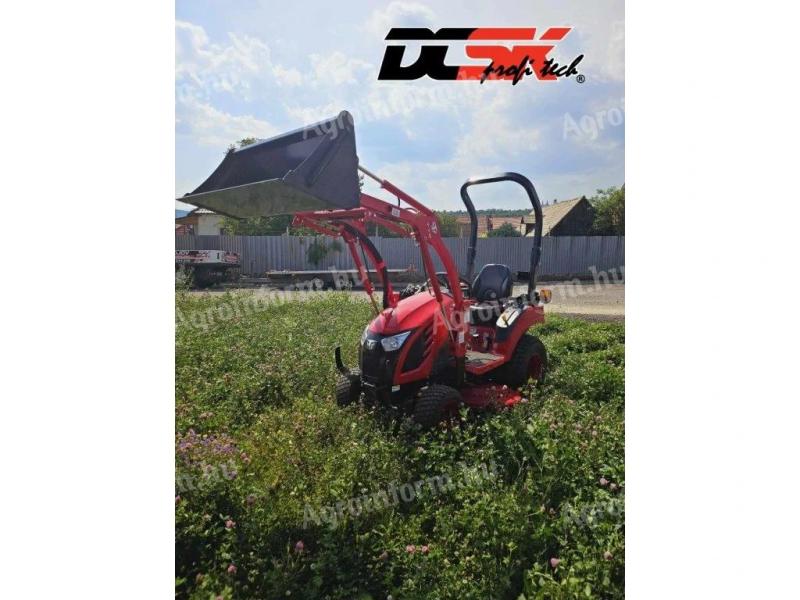 TYM T194 Branson kis tractor (140 cm tengelyszélességű kaszával), homlokrakodóval