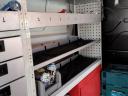 Van shelving system, vehicle equipment, mobile workshop