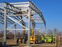 Hot-dip galvanized hall structure with 6-40 m span, with panels, with static plans