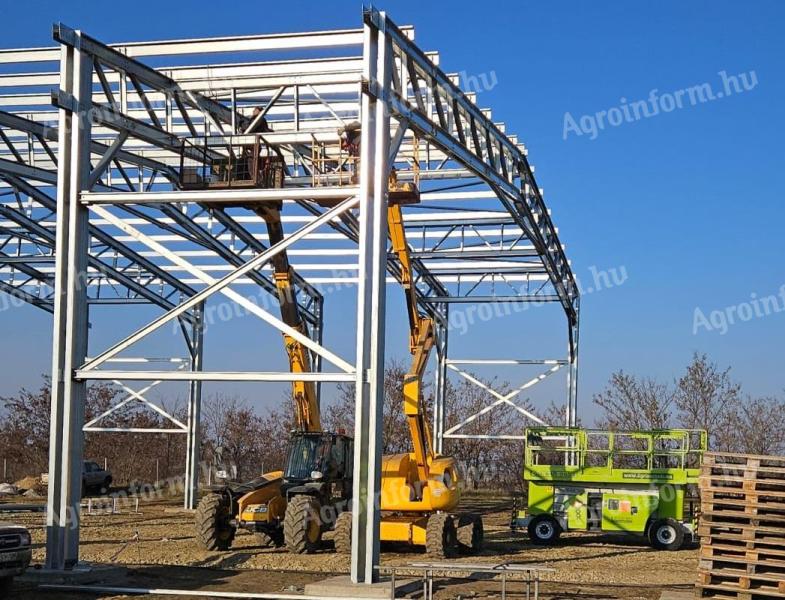 Hot-dip galvanized hall structure with 6-40 m span, with panels, with static plans
