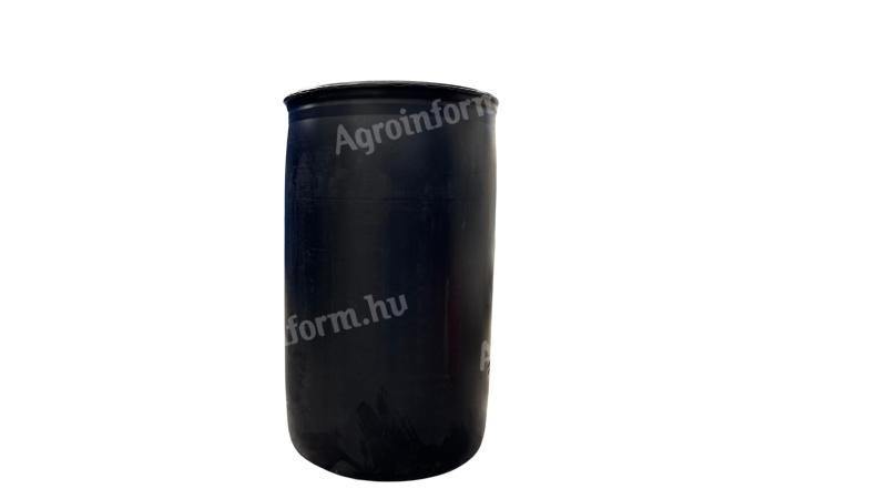 220 litre, black plastic drums with fixed top