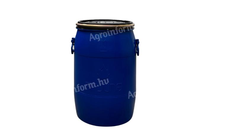 Plastic, removable top 50 litre blue plastic drums