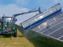 Solar panel cleaning adapter for tractor, wheel loader, skid steer loader, telescopic handler
