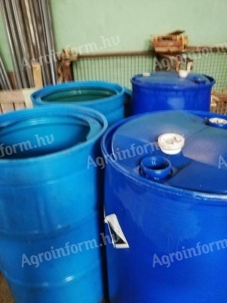 Used plastic barrels
