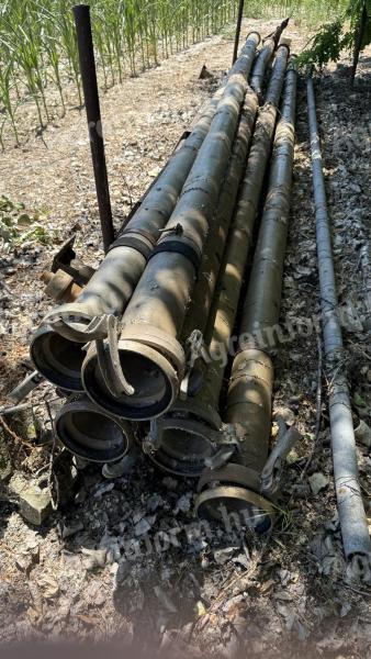 For sale! Used 7 aluminium irrigation pipes, diameter 130 mm, 6 fm/db