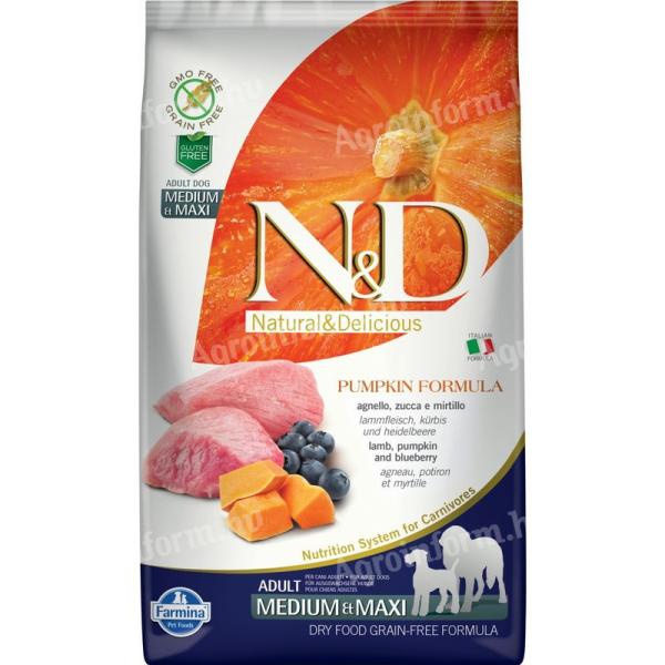 N&D Dog Grain Free bárány & áfonya sütőtökkel adult medium/maxi 2,5kg