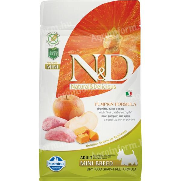 N&D Dog Grain Free vaddisznó & alma sütőtökkel adult mini 800g