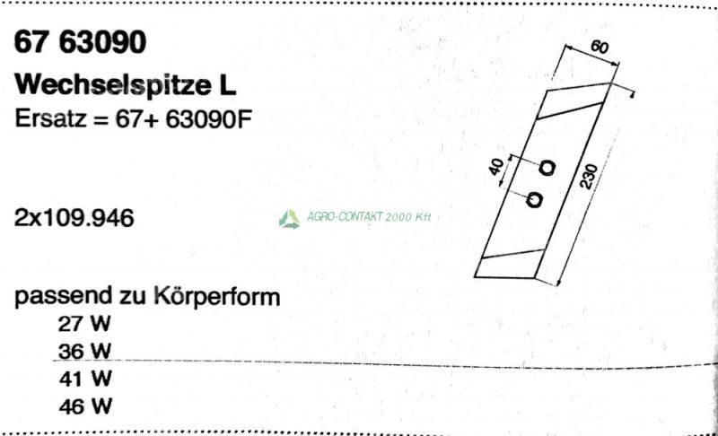 Eredeti ,gyári Pöttinger Servo eke alkatrész orrbetét bal