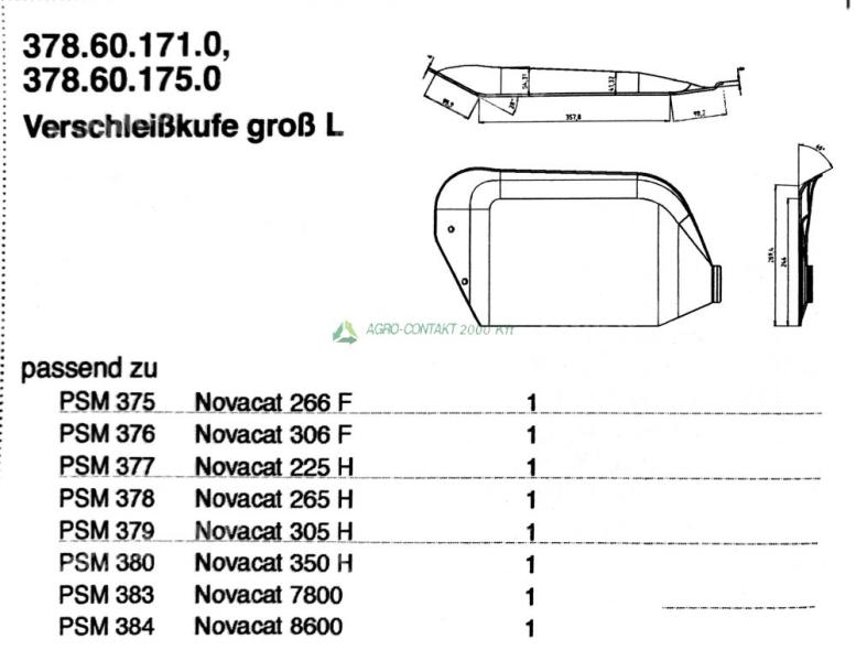 Eredeti ,gyári Pöttinger Novacat fűkasza csúszótalp bal