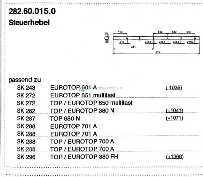 Eredeti ,gyári Pöttinger Top Eurotop rendsodró fogtartó