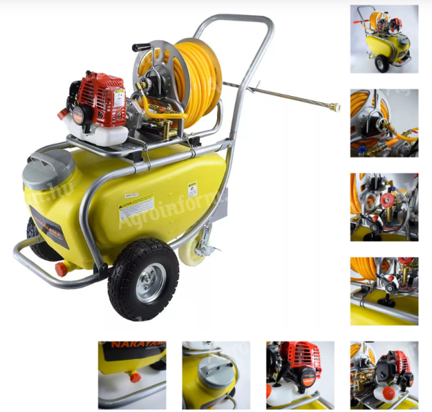 NAKAYAMA PRO 2 ütemű benzines permetező, 26cm3, 50L, TÖMLŐ 8,5mmx30m NS5210