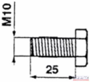 Késtartó csavar M10x 25, DN-25