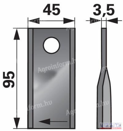 KASZAPENGE 95x45x3,5 D=16,2 jobb-bal